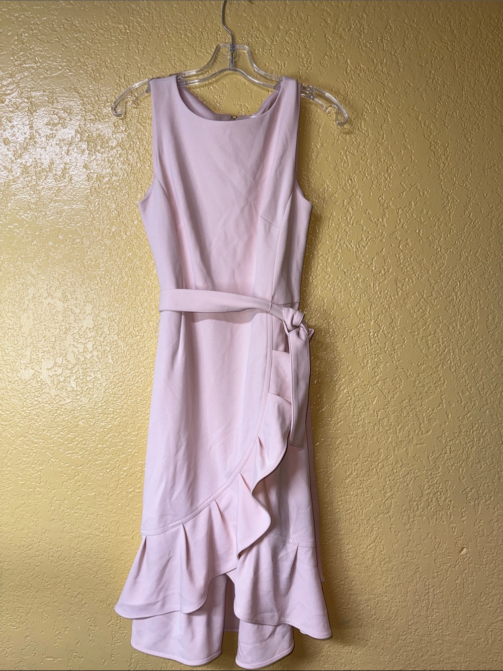 Calvin Klein Light Pink Ruffle Wrap Midi Dress